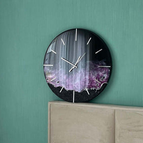 Black and Purple Abstract Epoxy Resin Wall Clock For Home Decor-2