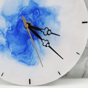 Blue and White Abstract Alcoholic Ink Wall Clock For Home Decor-1
