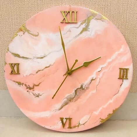 Peach Abstract Epoxy Resin Wall Clock For Home Decor-0