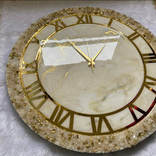 Load image into Gallery viewer, Golden Geode Abstract Epoxy Resin Wall Clock For Home Decor-0