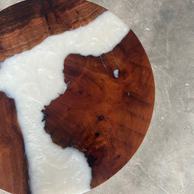 White and Wooden Epoxy Resin Coffee Table For Home Decor-4