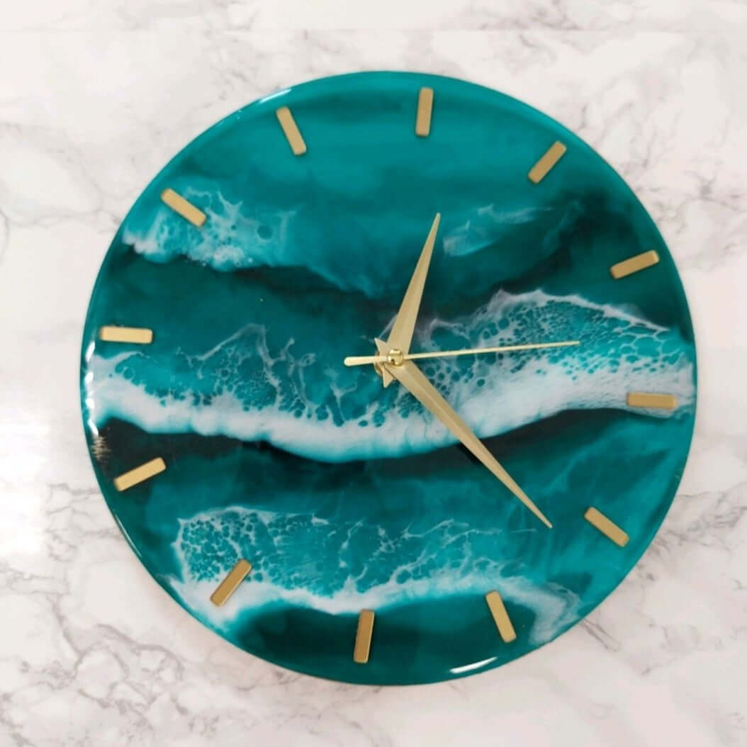 Sea Theme Abstract Epoxy Resin Wall Clock For Home Decor-0
