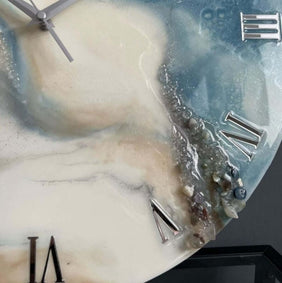 Grey and Blue Abstract Epoxy Resin Wall Clock For Home Decor-2