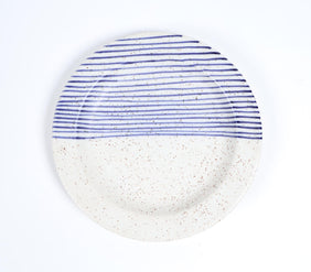 Dotted & Striped Round Ceramic Plate-2