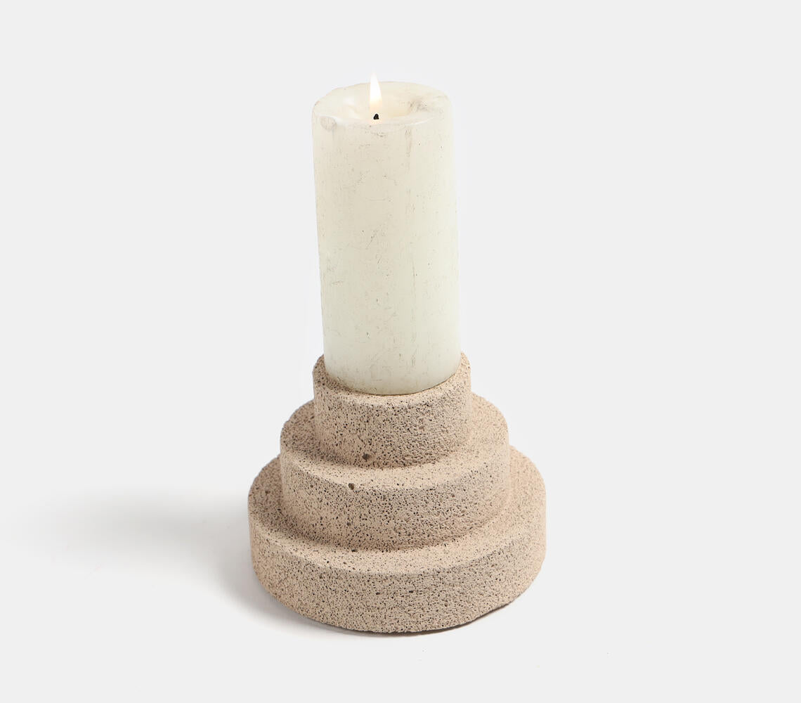 Recycled Concrete Tiered-Pedestal Candle Stand-0