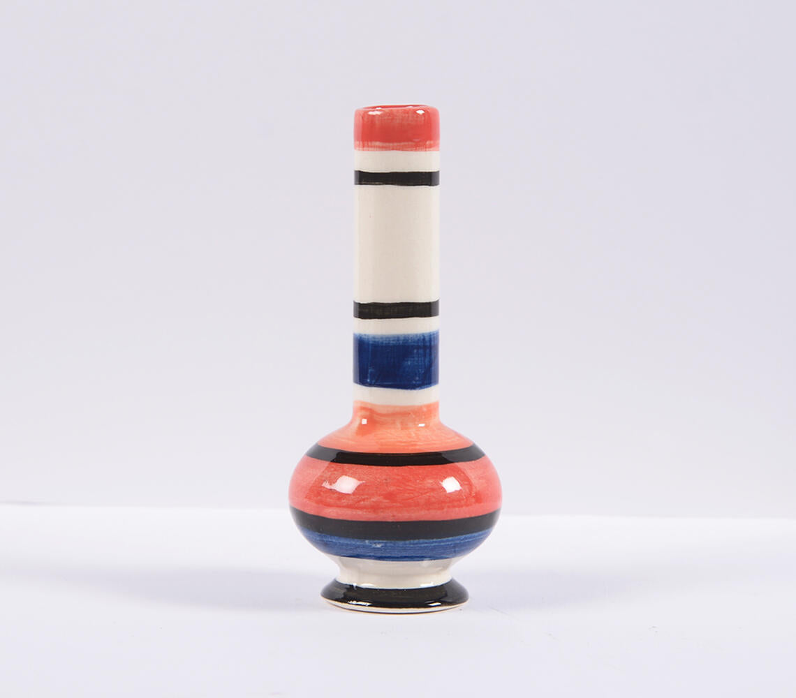 Glazed Ceramic Flask-Shaped Flower Vase-0
