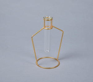 Bottle-Shaped Metal & Glass test tube Planter Vases (set of 2)-3