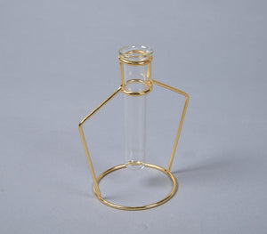 Bottle-Shaped Metal & Glass test tube Planter Vases (set of 2)-4