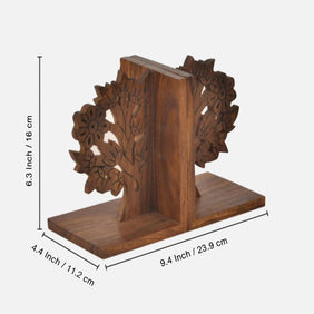 Hand Carved Solid Wood Tree Bookends-4