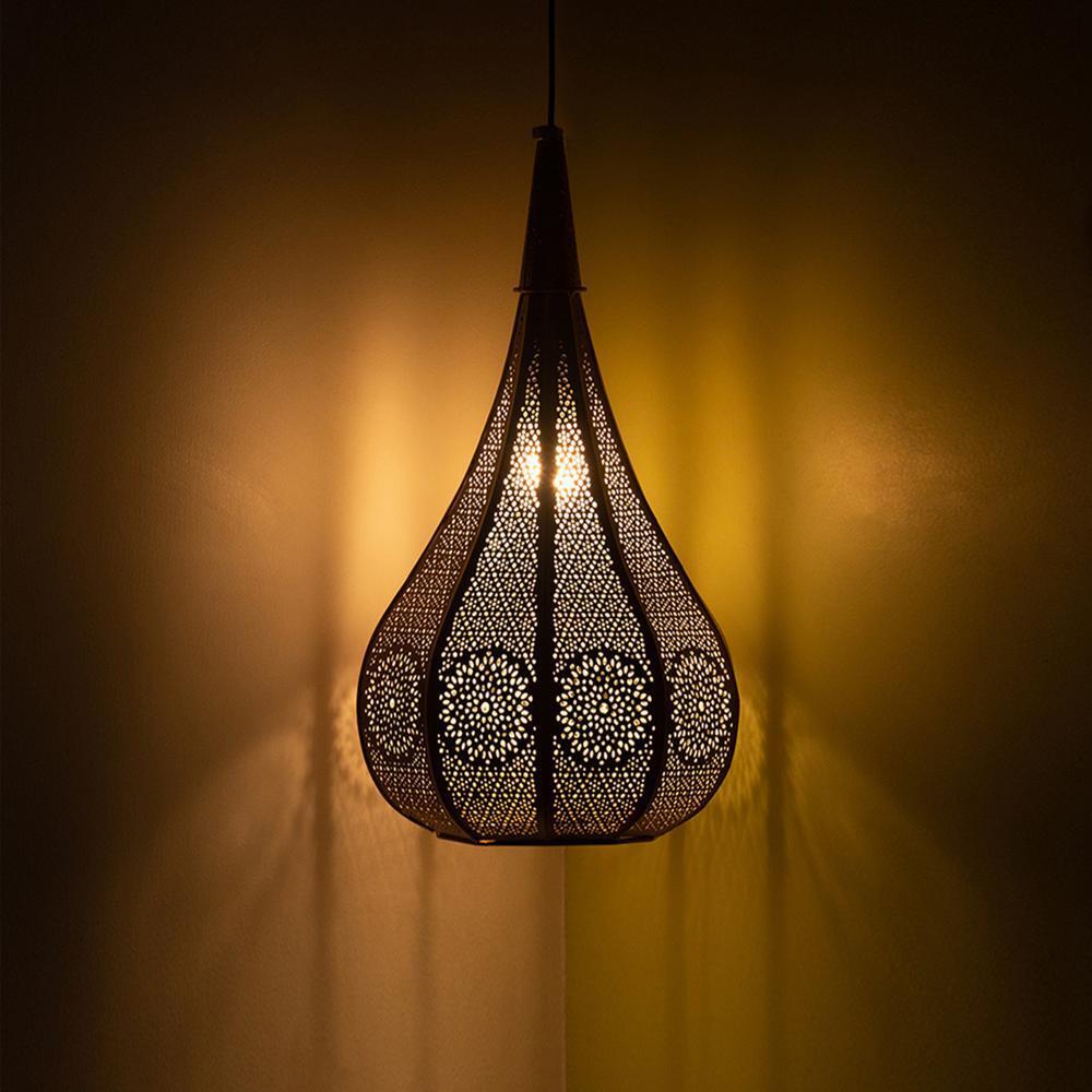Etched Iron Morrocan Flame Pendant Lamp-0