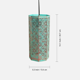 Etched Turquoise Morrocan Waves Pendant Lamp-4