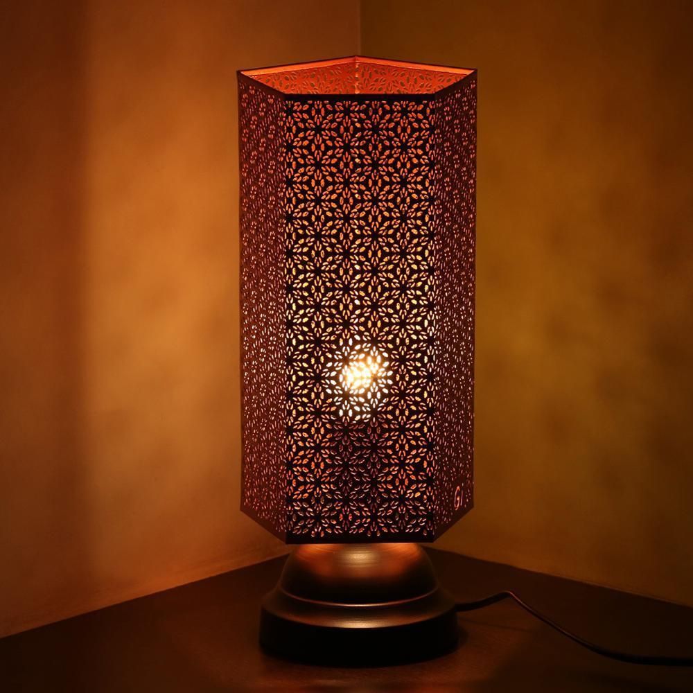 Etched Brown Moroccan Shimmer Table Lamp-0