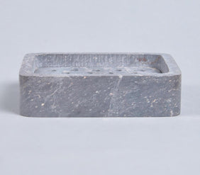 Rectangular Silver Soapstone Soap Dish with Drainage Holes-2